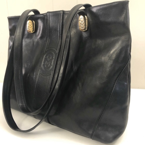 Vintage MARINO ORLANDI Smooth Black Leather Tote - Picture 5 of 17